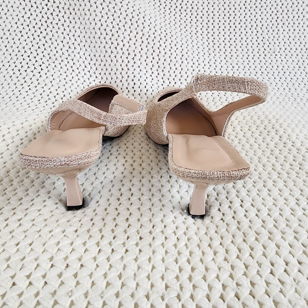 Women Heels Slingback Closed Pointed Toe Low Pump Kitten Heel Casual Dress Shoes - Picture 4 of 8